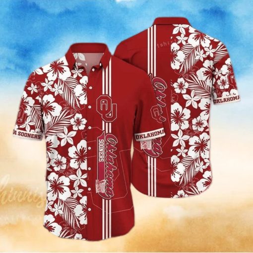 Red Aloha NCAA Oklahoma Sooners Hawaiian Shirt Gift For Beach Trip