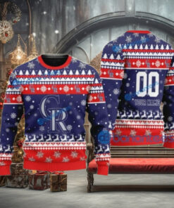 Red And Blue Snowflake Colorado Rockies Ugly Sweater Custom Name