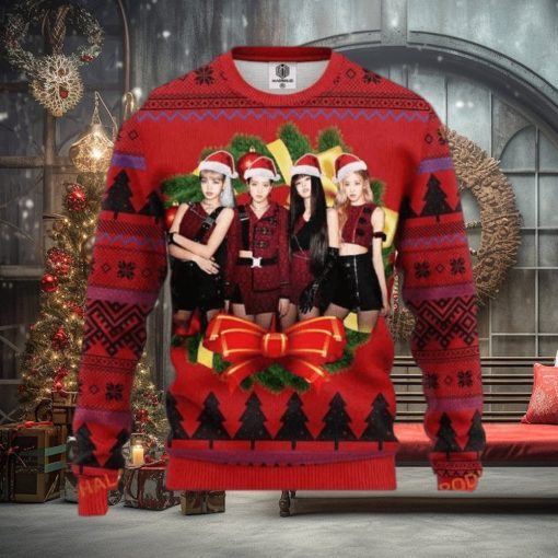 Red Black Pink Music Band Merry Xmas Ugly Christmas Sweater