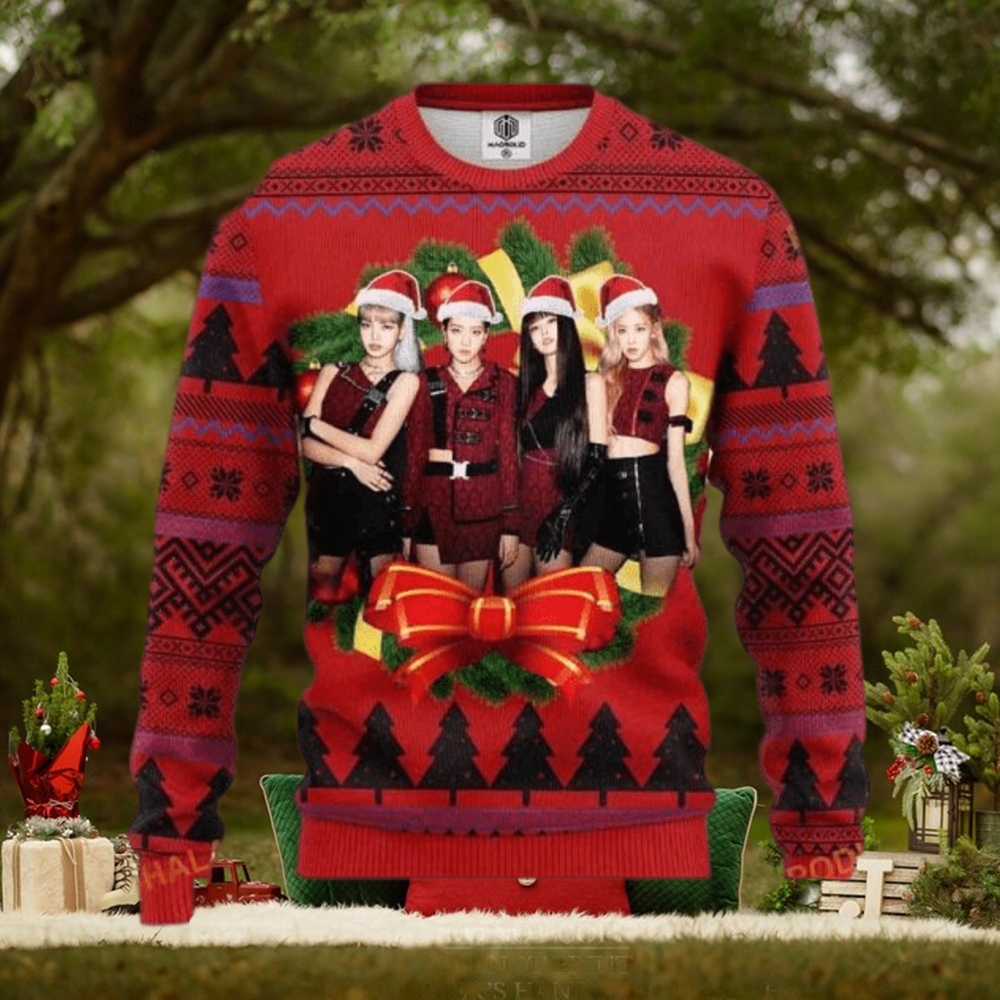 Red Black Pink Music Band Merry Xmas Ugly Christmas Sweater Red Black Pink Music Band Merry Xmas Ugly Christmas Sweater