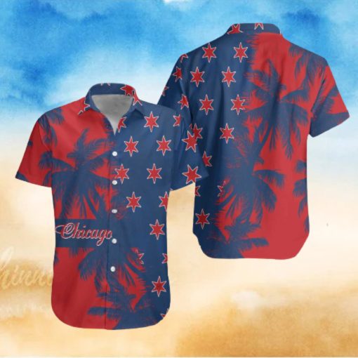 Red Blue Chicago Hawaiian Shirt