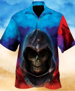 Red Blue Smoke Skull Hawaiian Shirt