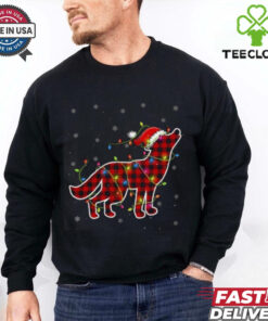 Red Buffalo Plaid Wolf Santa Christmas Matching T Shirt