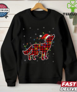Red Buffalo Plaid Wolf Santa Christmas Matching T Shirt