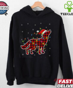 Red Buffalo Plaid Wolf Santa Christmas Matching T Shirt