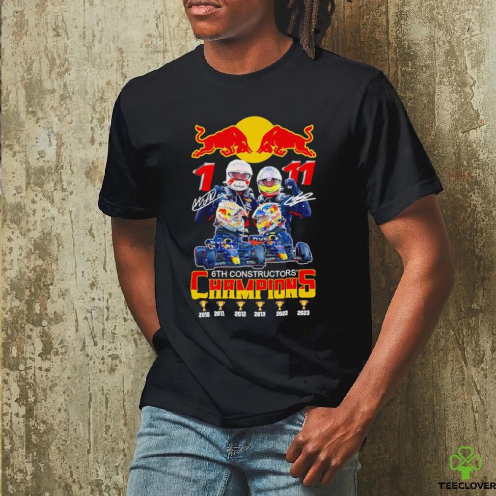Red Bull Max Verstappen and Sergio Perez 6th Constructors’ Champions signature 2023 tee shirt Red Bull Max Verstappen and Sergio Perez 6th Constructors’ Champions signature 2023 tee shirt
