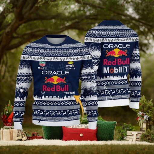 Red Bull Racing Customized UUgly Christmas Sweater Gift For Holiday