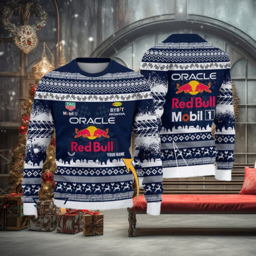 Red Bull Racing Customized UUgly Christmas Sweater Gift For Holiday