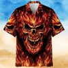 Red Flame Skull Art – Skull Unisex Hawaiian Shirt Summer Hawaiian