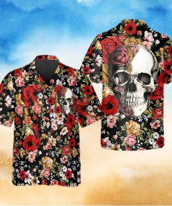 Red Flower Happy Summer Skull Hawaiian Shirt