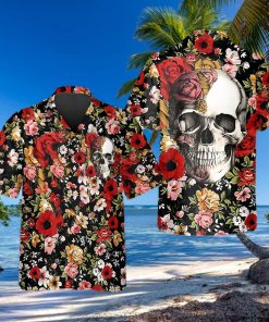 Red Flower Happy Summer Skull Hawaiian Shirt