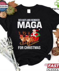 Red Hats and Reindeer MAGA for Christmas Trump Santa shirt
