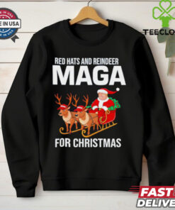 Red Hats and Reindeer MAGA for Christmas Trump Santa shirt