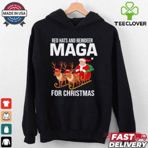 Red Hats and Reindeer MAGA for Christmas Trump Santa shirt