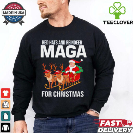 Red Hats and Reindeer MAGA for Christmas Trump Santa shirt