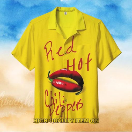Red Hot Chili Peppers Lips Logo Yellow Hawaiian Shirt