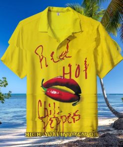 Red Hot Chili Peppers Lips Logo Yellow Hawaiian Shirt
