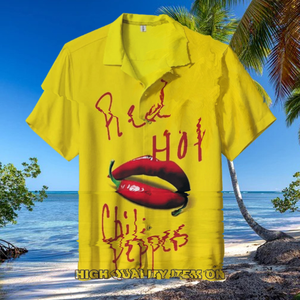 Red Hot Chili Peppers Lips Logo Yellow Hawaiian Shirt Red Hot Chili Peppers Lips Logo Yellow Hawaiian Shirt