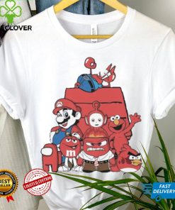 Red House Cartoon Characters Mario Angry Bird And Muppet T shirt