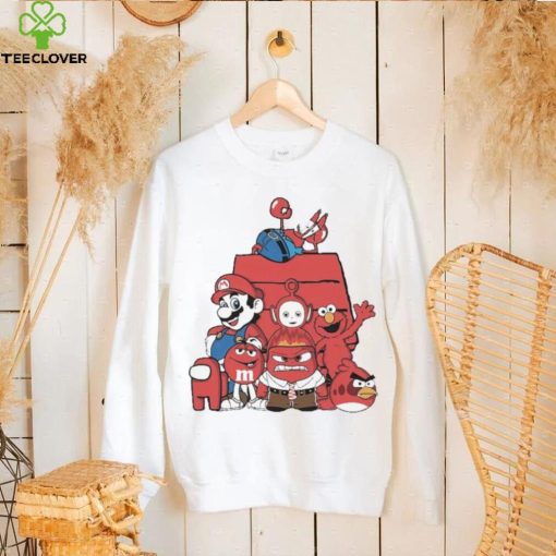 Red House Cartoon Characters Mario Angry Bird And Muppet T hoodie, sweater, longsleeve, shirt v-neck, t-shirt