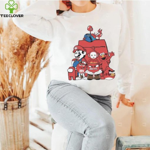 Red House Cartoon Characters Mario Angry Bird And Muppet T hoodie, sweater, longsleeve, shirt v-neck, t-shirt