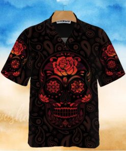 Red Mexican Sugar Skull Hawaiian Shirt Day Of The Dead Skull Shirt