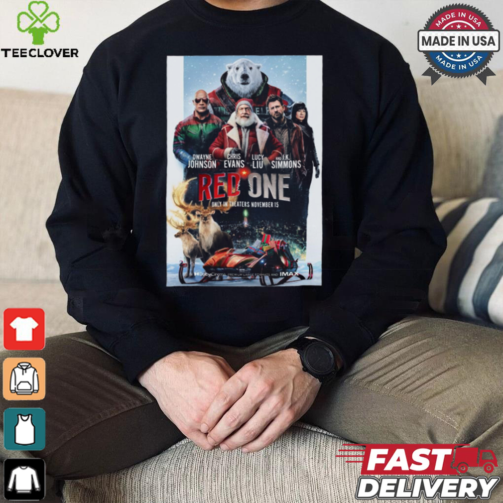 Red One Starring Dwayne Johnson Chris Evans Lucy Liu And J K Simmons In Theaters On November 15 T Shirt Red One Starring Dwayne Johnson Chris Evans Lucy Liu And J K Simmons In Theaters On November 15 T Shirt