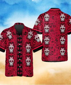 Red Pattern Color Skull Hawaiian Shirt