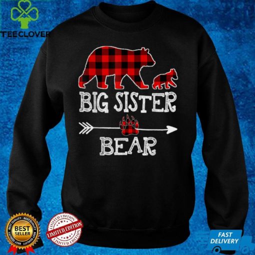 Red Plaid Big Sister Bear One Cubs Matching Buffalo Pajama T Shirt