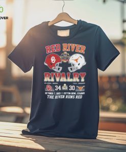 Red River Rivalry Oklahoma Sooners 34 Texas Longhorns 30 October 7, 2023 Cotton Bowl Stadium The River Runs Red T Shirt