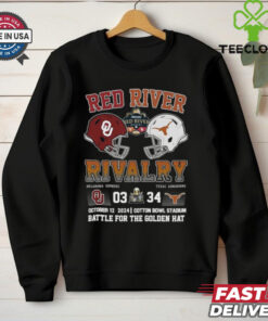 Red River Rivalry Texas 34 3 Oklahoma Battle For The Golden Hat Shirt