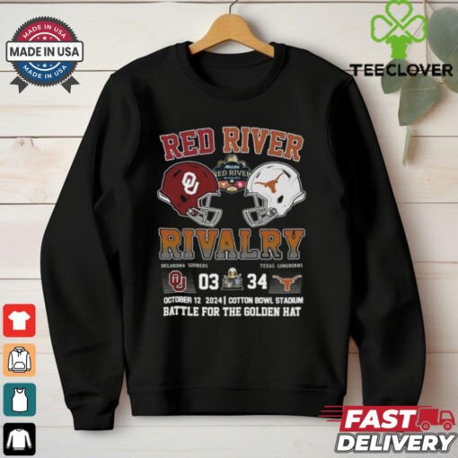 Red River Rivalry Texas 34 3 Oklahoma Battle For The Golden Hat Shirt