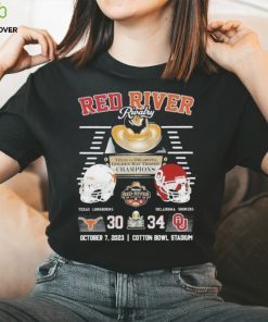 Red River Rivalry Texas Vs Oklahoma Golden Hat Trophy Champions Texas Longhorns 30 Oklahoma Sooners 34 October 7, 2023 Cotton Bowl Stadium T Shirt 1 Red River Rivalry Texas Vs Oklahoma Golden Hat Trophy Champions Texas Longhorns 30 Oklahoma Sooners 34 October 7, 2023 Cotton Bowl Stadium T Shirt