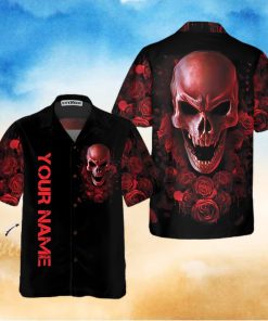 Red Rose Gothic Skull Custom Name Hawaiian Shirt For Men Women Adult