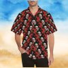 Red Rose Skull Design Print Hawaiian Shirt