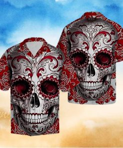 Red Skull Floral Tropical Hawaiian Shirt