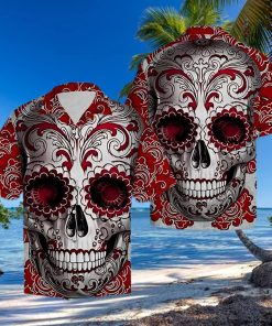 Red Skull Floral Tropical Hawaiian Shirt