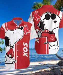 Red Sox Hawaiian Shirt With Snoopy Enjoying Summer Vibes
