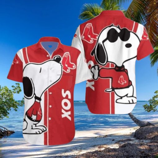 Red Sox Hawaiian Shirt With Snoopy Enjoying Summer Vibes