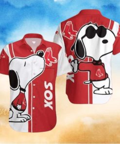 Red Sox Hawaiian Shirt With Snoopy Enjoying Summer Vibes