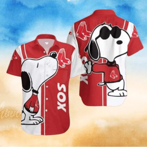 Red Sox Hawaiian Shirt With Snoopy Enjoying Summer Vibes