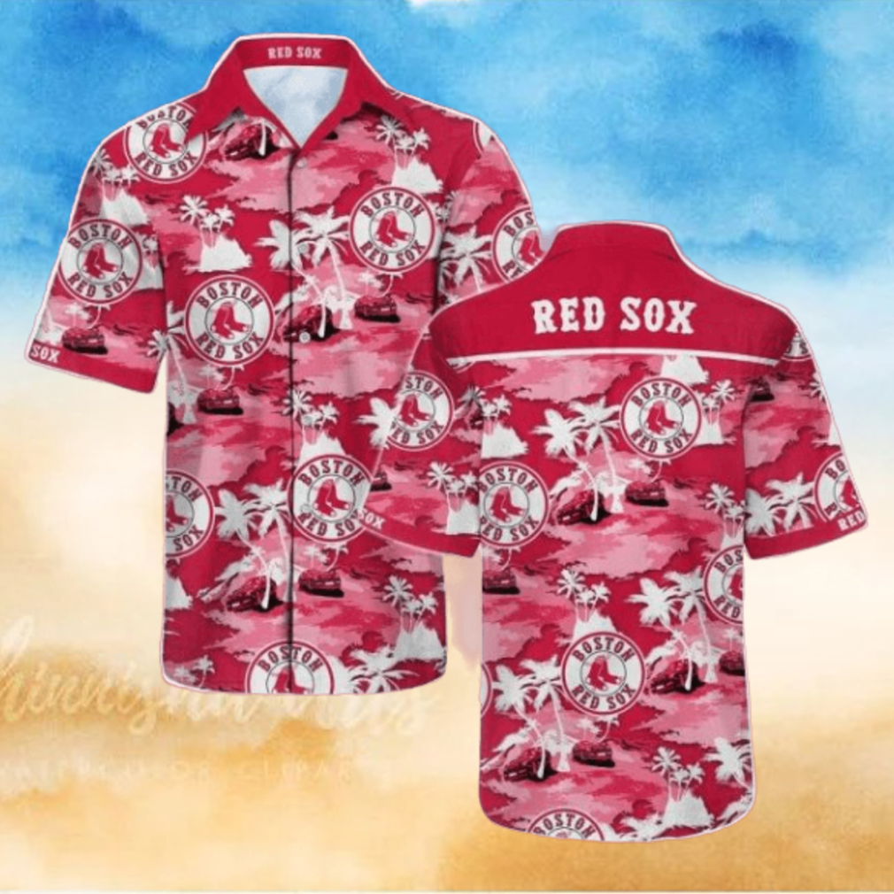 Red Sox Island Life Repeat Print Tropical Hawaiian Shirt Red Sox Island Life Repeat Print Tropical Hawaiian Shirt