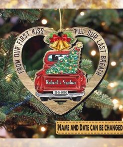 Red Truck Christmas Wooden Ornament