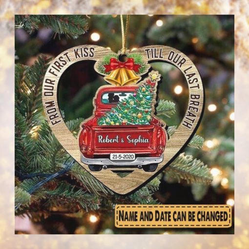 Red Truck Christmas Wooden Ornament