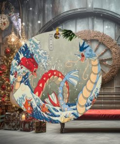 Red Vs Blue Gyarados Pokemon The Great Wave Japan Perfect Gift For Holiday Ornament