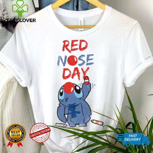 Red nose day Stitch cartoon character hoodie, sweater, longsleeve, shirt v-neck, t-shirt