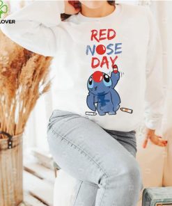 Red nose day Stitch cartoon character hoodie, sweater, longsleeve, shirt v-neck, t-shirt