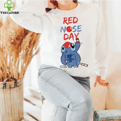 Red nose day Stitch cartoon character hoodie, sweater, longsleeve, shirt v-neck, t-shirt