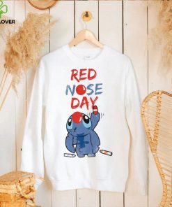 Red nose day Stitch cartoon character hoodie, sweater, longsleeve, shirt v-neck, t-shirt