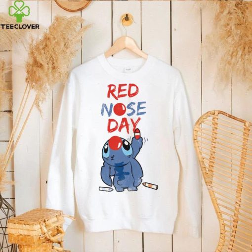 Red nose day Stitch cartoon character hoodie, sweater, longsleeve, shirt v-neck, t-shirt